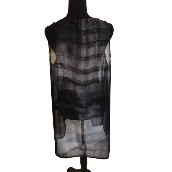 Eileen Fisher Womens Oxidized Printed Silk Semi Sheer Tank Blouse Medium - Picture 3 of 10